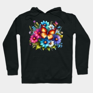 A butterfly decorated with beautiful colorful flowers. Hoodie